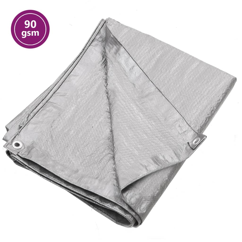 vidaXL Tarpaulin 90 g/må_ 8x12 m Grey HDPE