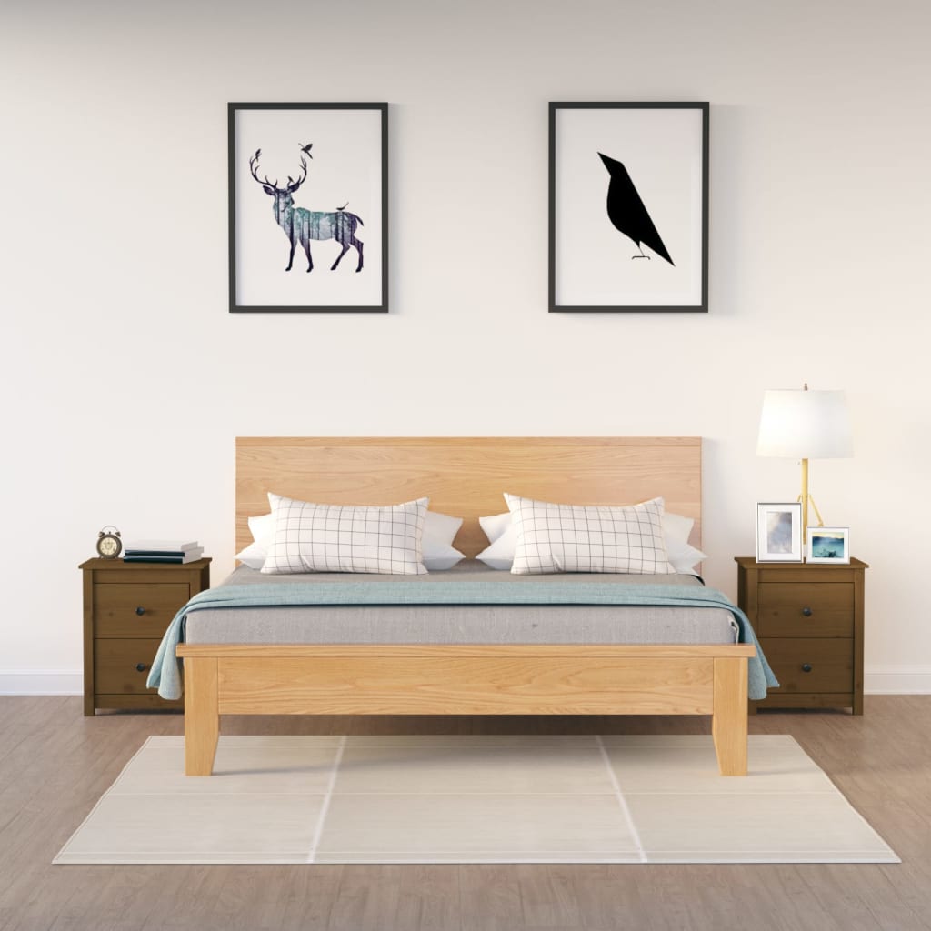vidaXL Bedside Cabinets 2 pcs Honey Brown 50x35x61.5 cm Solid Wood Pine