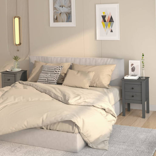 vidaXL Bedside Cabinets 2 pcs Grey 40x35x61.5 cm Solid Wood Pine