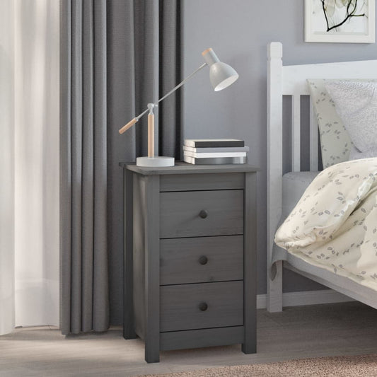 vidaXL Bedside Cabinet Grey 40x35x61.5 cm Solid Wood Pine