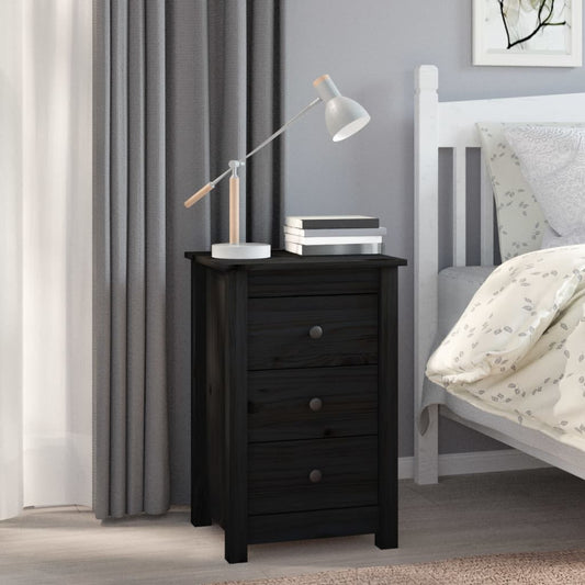 vidaXL Bedside Cabinet Black 40x35x61.5 cm Solid Wood Pine
