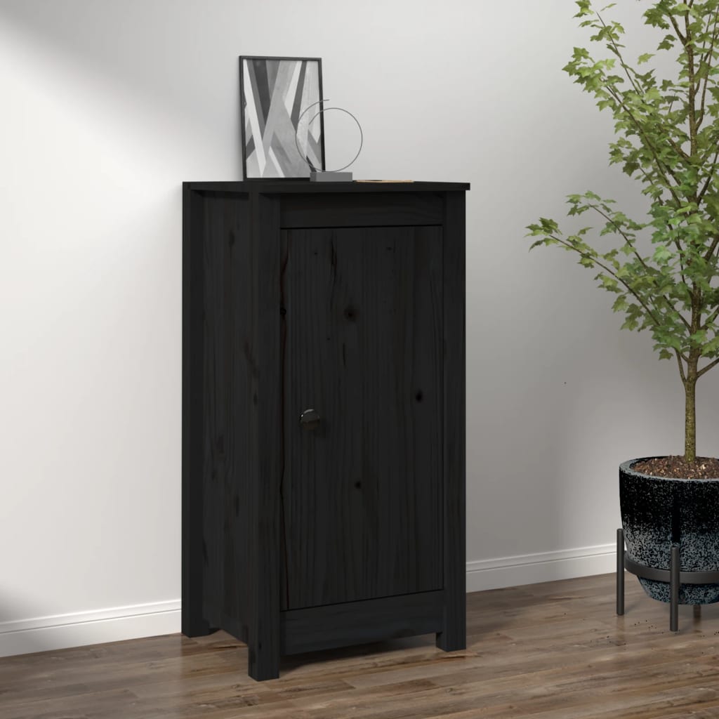 vidaXL Sideboard Black 40x35x80 cm Solid Wood Pine