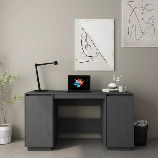 vidaXL Desk Grey 140x50x75 cm Solid Wood Pine