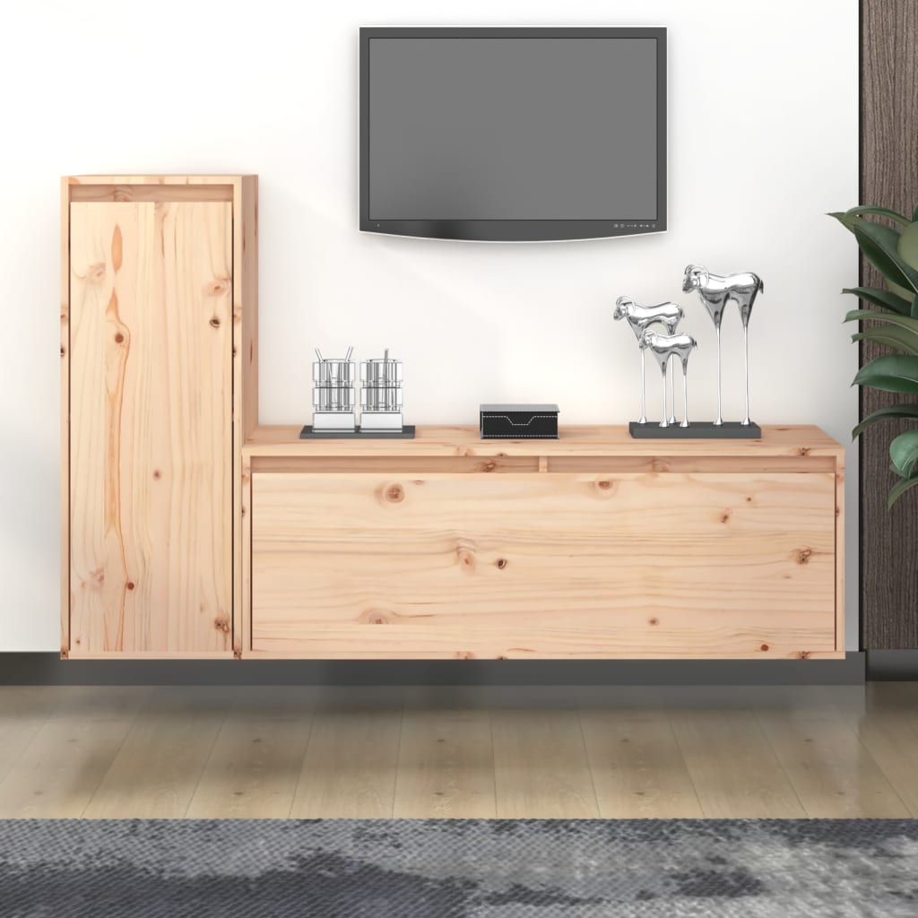 vidaXL TV Cabinets 2 pcs Solid Wood Pine