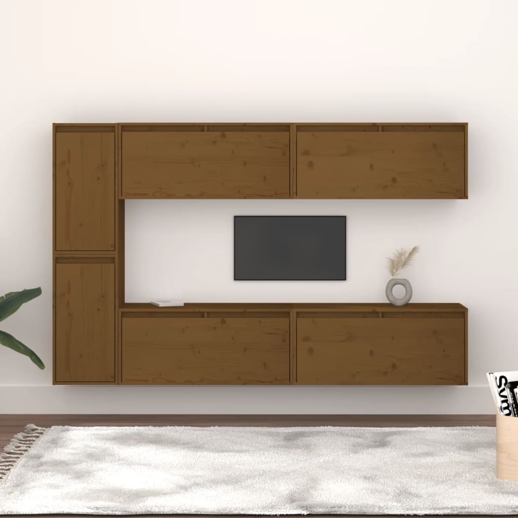 vidaXL TV Cabinets 6 pcs Honey Brown Solid Wood Pine