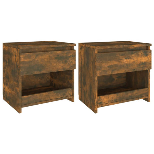 vidaXL Bedside Cabinets 2 pcs Smoked Oak 40x30x39 cm Engineered Wood