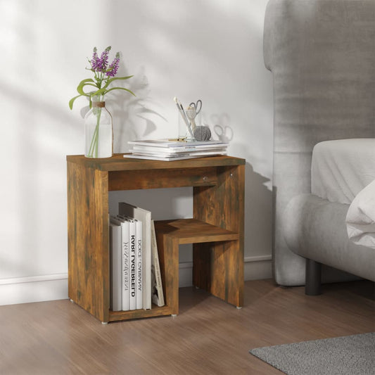 vidaXL Bed Cabinet Smoked Oak 40x30x40 cm Engineered Wood
