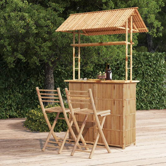 vidaXL 3 Piece Bar Set Bamboo