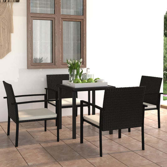 vidaXL 5 Piece Outdoor Dining Set Poly Rattan Black