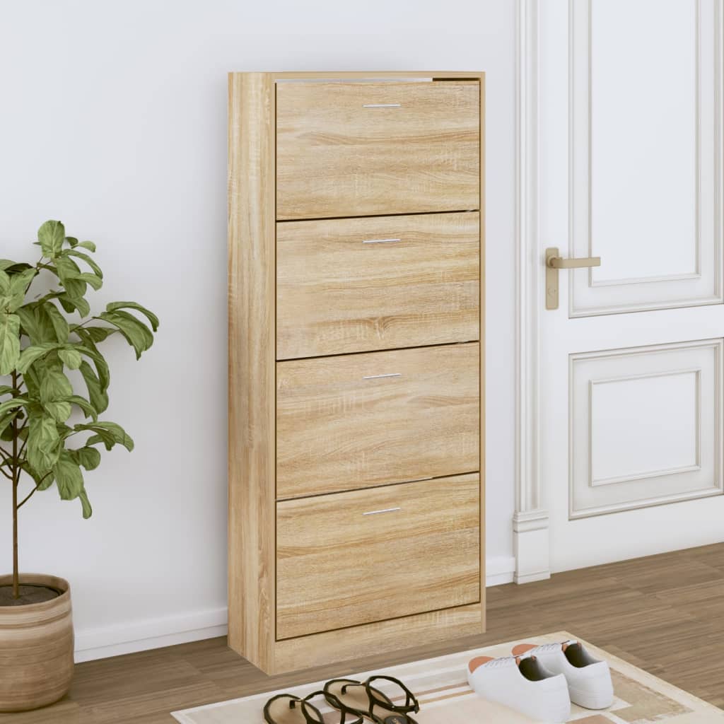 vidaXL Shoe Cabinet Sonoma Oak 63x24x147 cm Engineered Wood