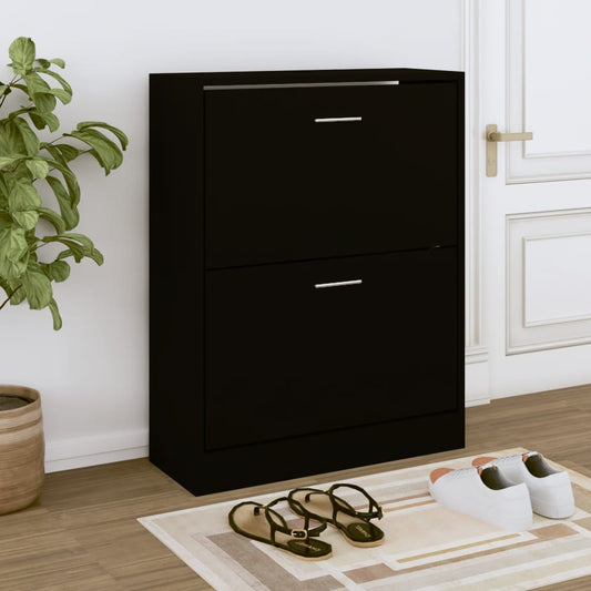 vidaXL Shoe Cabinet Black 63x24x81 cm Engineered Wood