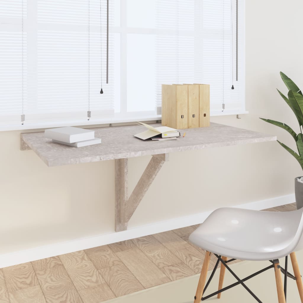 vidaXL Folding Wall Table Concrete Grey 100x60x56 cm Engineered Wood