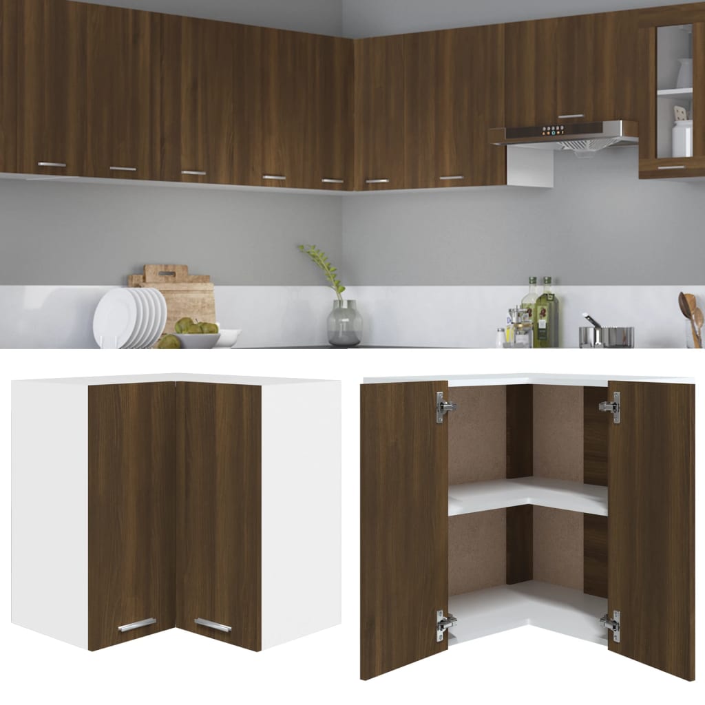 vidaXL Hanging Corner Cabinet Brown Oak 57x57x60 cm Engineered Wood
