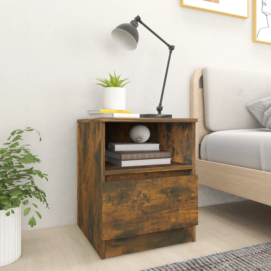 vidaXL Bedside Cabinets 2 pcs Smoked Oak 40x40x50 cm Engineered Wood