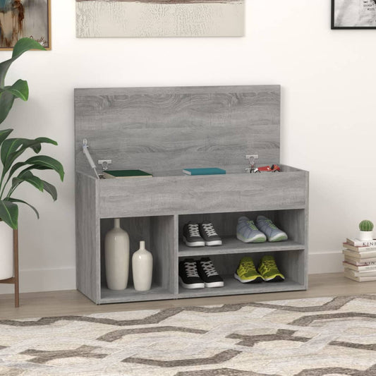 vidaXL Shoe Bench Grey Sonoma 80x30x45 cm Engineered Wood