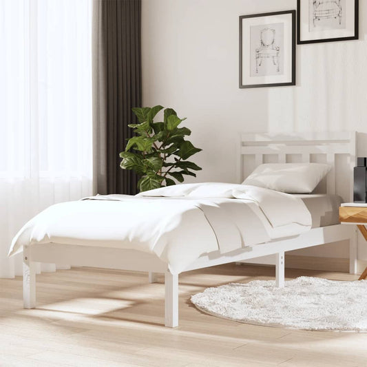 vidaXL Bed Frame White 75x190 cm Small Single Solid Wood