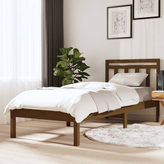 vidaXL Bed Frame Honey Brown 75x190 cm Small Single Solid Wood