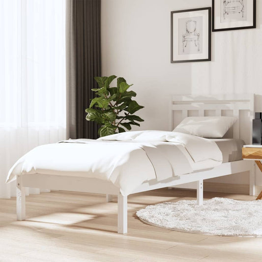 vidaXL Bed Frame White Solid Wood Pine 90x200 cm
