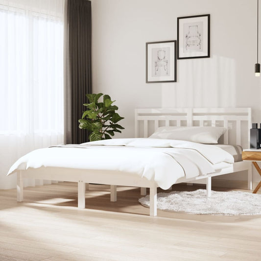 vidaXL Bed Frame White Solid Wood Pine 140x200 cm