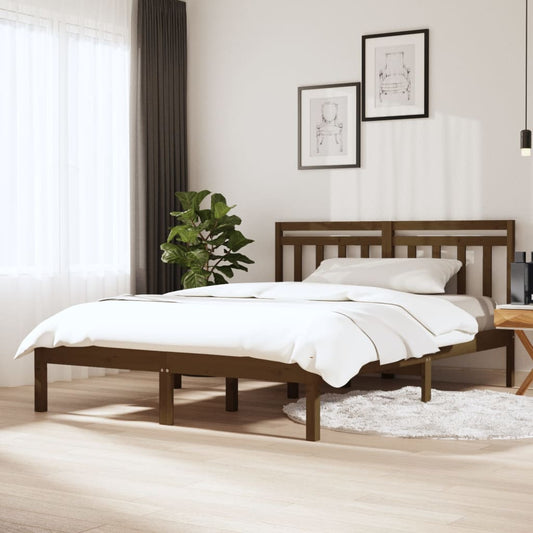 vidaXL Bed Frame Honey Brown Solid Wood Pine 140x200 cm