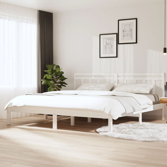 vidaXL Bed Frame White Solid Wood Pine 200x200 cm