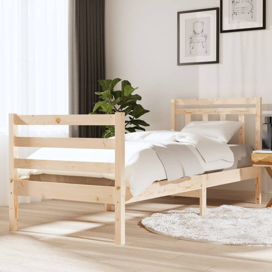 vidaXL Bed Frame 75x190 cm Small Single Solid Wood
