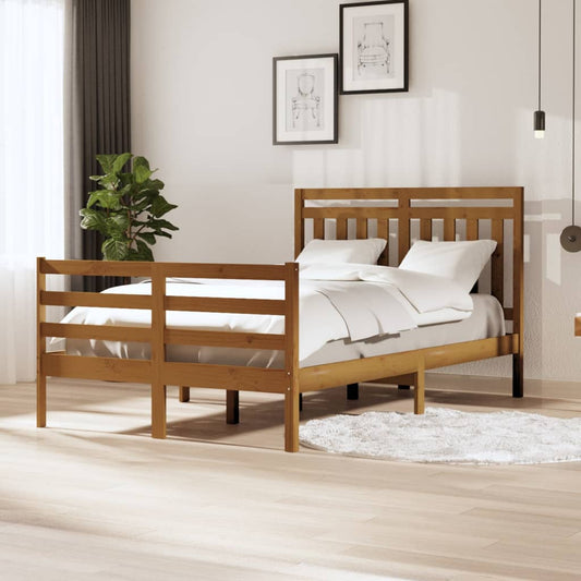 vidaXL Bed Frame Honey Brown 120x190 cm Small Double Solid Wood