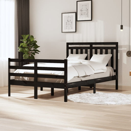 vidaXL Bed Frame Black 120x190 cm Small Double Solid Wood