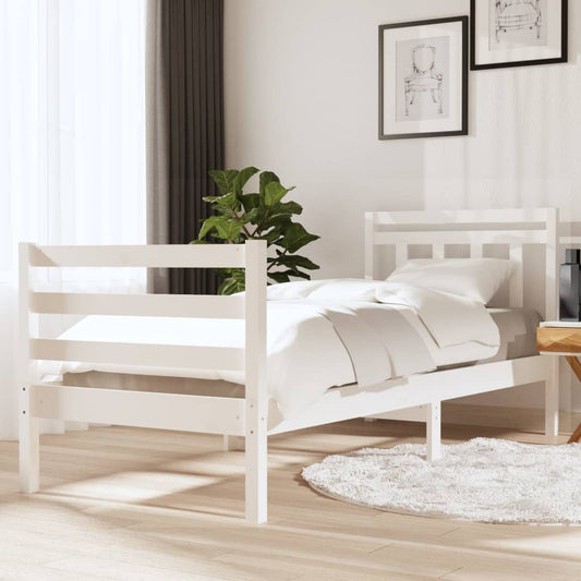 vidaXL Bed Frame White Solid Wood 90x200 cm