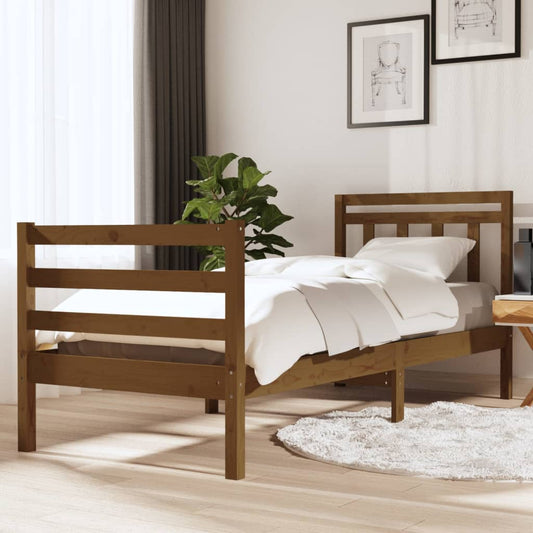 vidaXL Bed Frame Honey Brown Solid Wood 90x200 cm