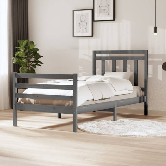 vidaXL Bed Frame Grey Solid Wood 100x200 cm