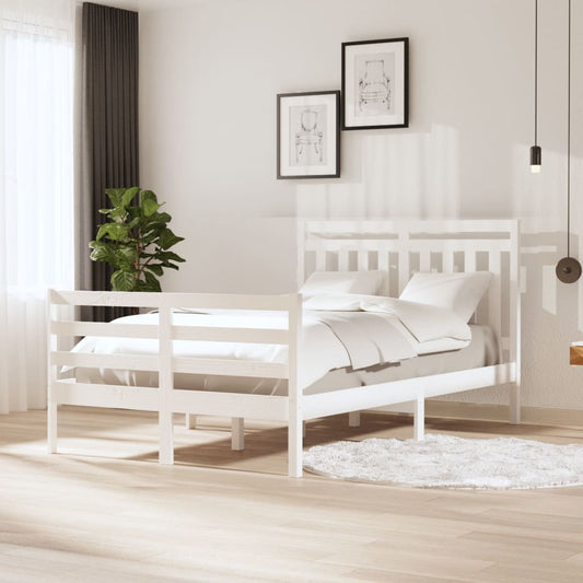 vidaXL Bed Frame White Solid Wood 120x200 cm