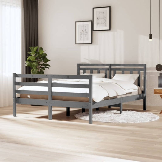 vidaXL Bed Frame Grey Solid Wood 140x200 cm