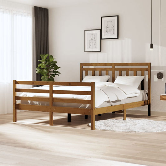 vidaXL Bed Frame Honey Brown Solid Wood 160x200 cm