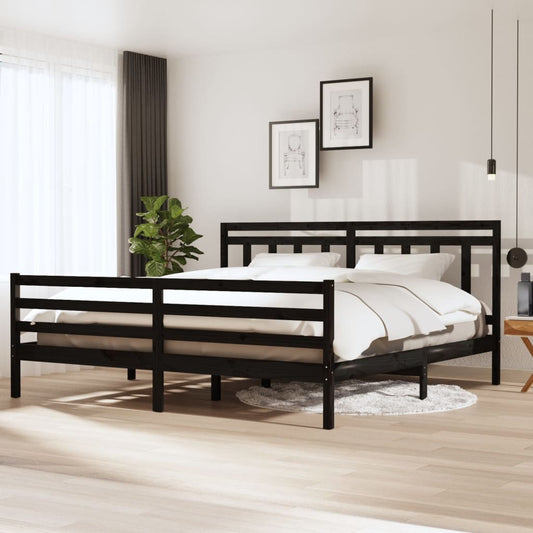 vidaXL Bed Frame Black Solid Wood 200x200 cm