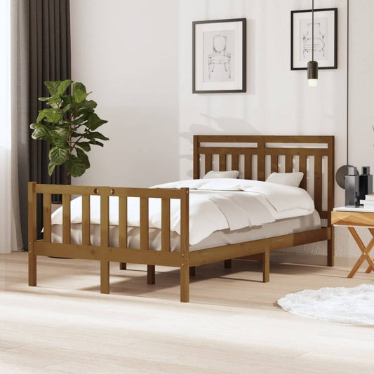 vidaXL Bed Frame Honey Brown 120x190 cm Small Double Solid Wood
