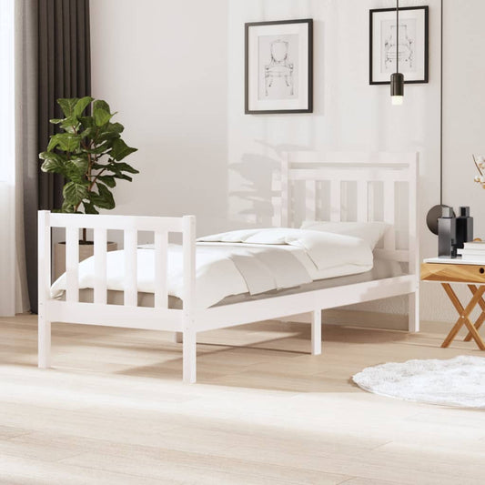 vidaXL Bed Frame White Solid Wood 90x200 cm