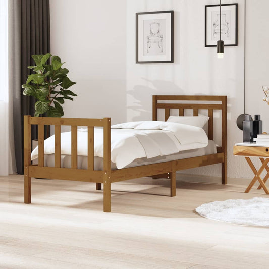vidaXL Bed Frame Honey Brown Solid Wood 90x200 cm