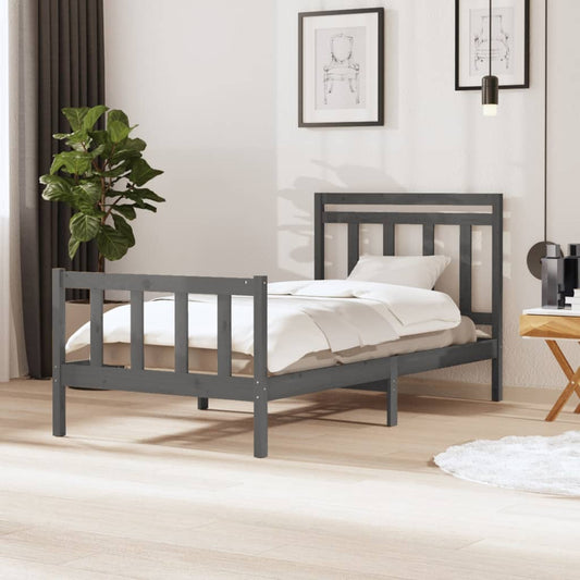 vidaXL Bed Frame Grey Solid Wood 100x200 cm