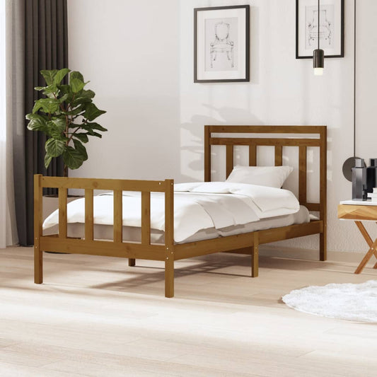 vidaXL Bed Frame Honey Brown Solid Wood 100x200 cm