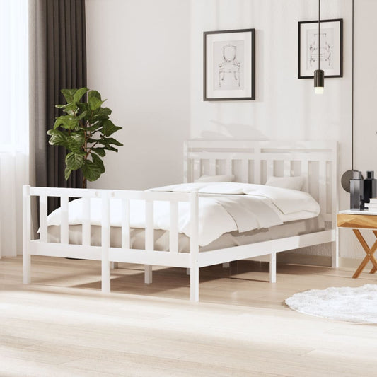 vidaXL Bed Frame White Solid Wood 140x200 cm