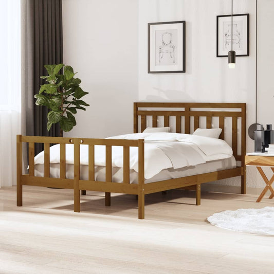 vidaXL Bed Frame Honey Brown Solid Wood 140x200 cm
