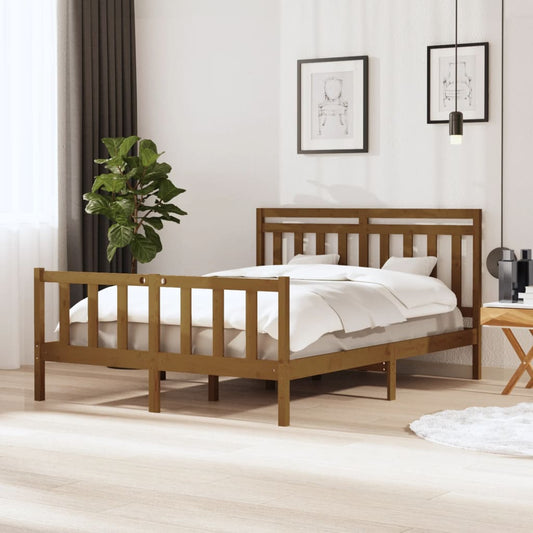 vidaXL Bed Frame Honey Brown 150x200 cm King Size Solid Wood
