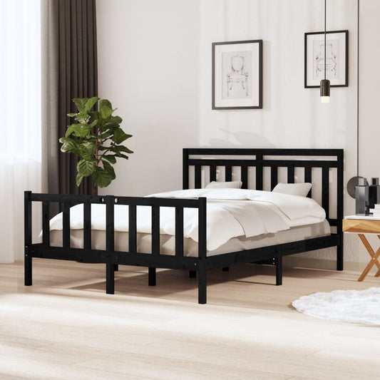 vidaXL Bed Frame Black 150x200 cm King Size Solid Wood