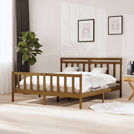 vidaXL Bed Frame Honey Brown Solid Wood 160x200 cm