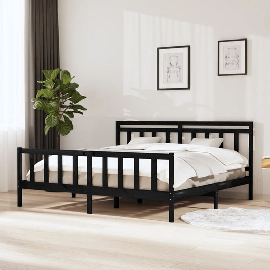 vidaXL Bed Frame Black Solid Wood 200x200 cm
