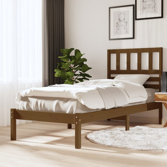 vidaXL Bed Frame Honey Brown Solid Wood Pine 90x200 cm