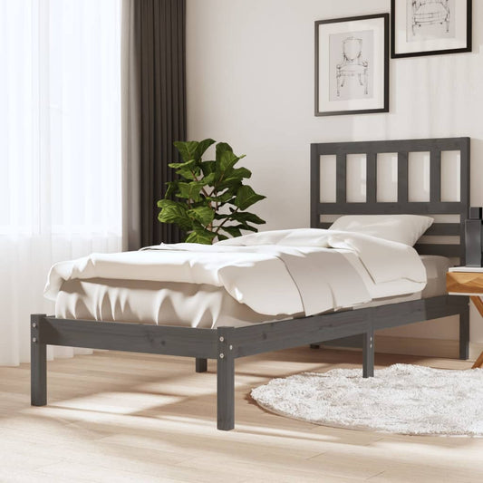 vidaXL Bed Frame Grey Solid Wood Pine 100x200 cm