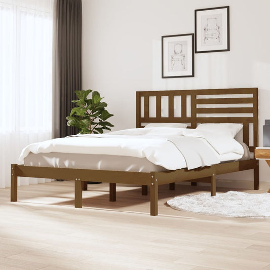 vidaXL Bed Frame Honey Brown Solid Wood Pine 140x200 cm