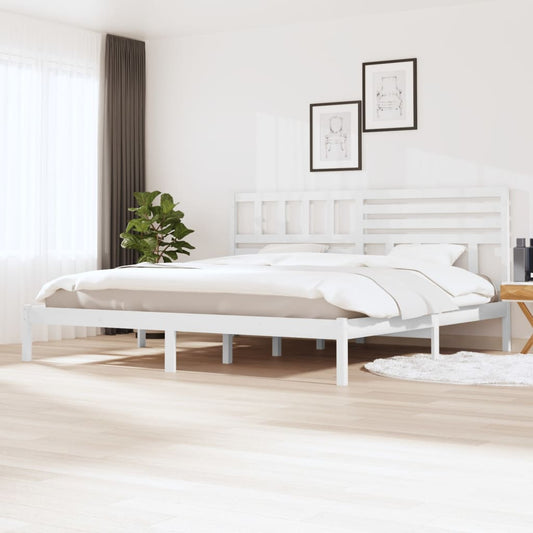 vidaXL Bed Frame White 180x200 cm Super King Size Solid Wood Pine